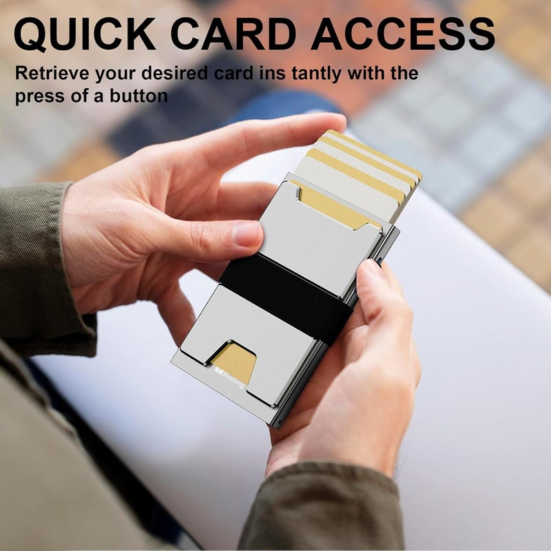 furid Smart Card Wallet for Men Slim: Minimalist Wallets RFID Blocking - Metal Pop Up Front Pocket Business Card Holder - Gift Boxed for Him Stocking Stuffers - Image 5